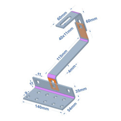 8x HAK - UCHWYT REGULOWANY PV DO KROKWI 115MM